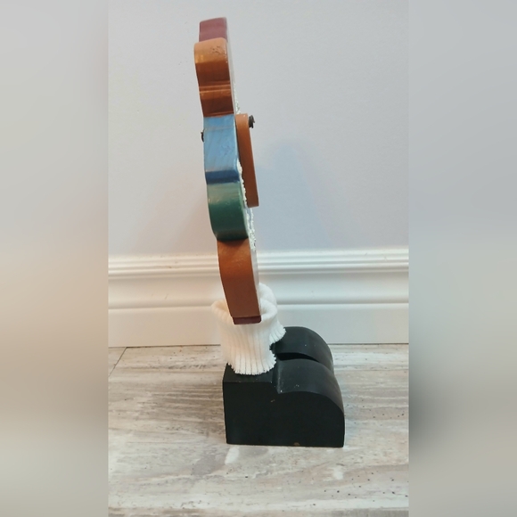 Vintage hand painted wood folk art Santa & Teddy textured beard Christmas decor - Picture 3 of 8